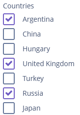 countries check box group
