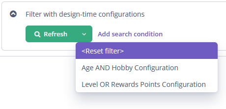 filter design time configuration