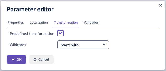 report parameter transformation