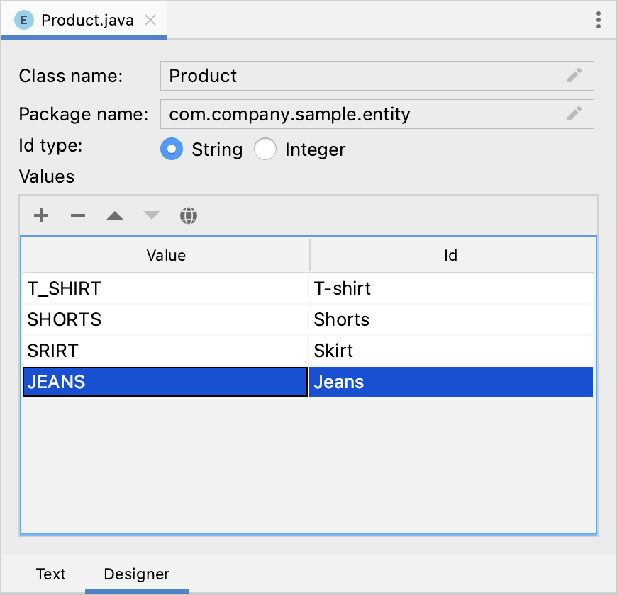 entity enum editor