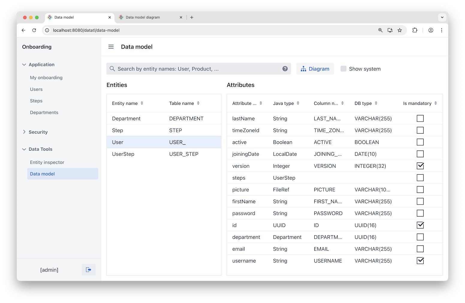 data model view