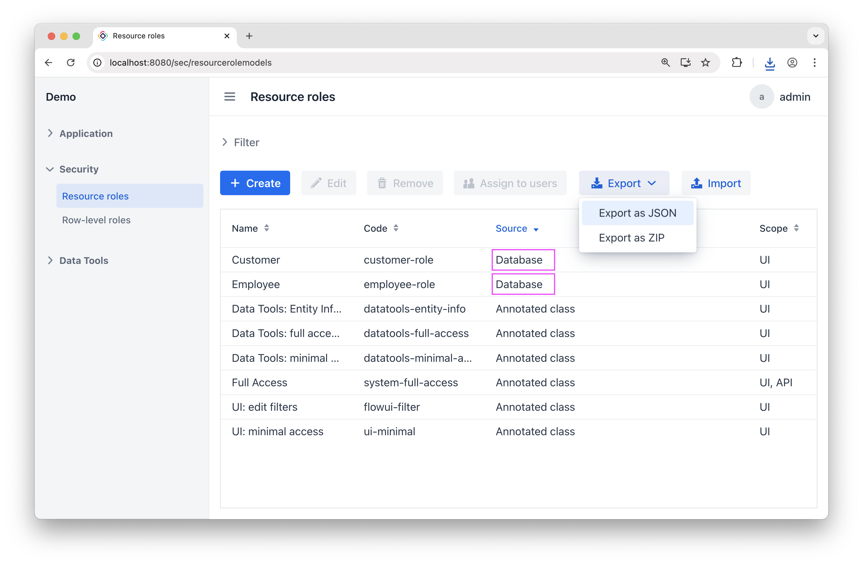 export import roles