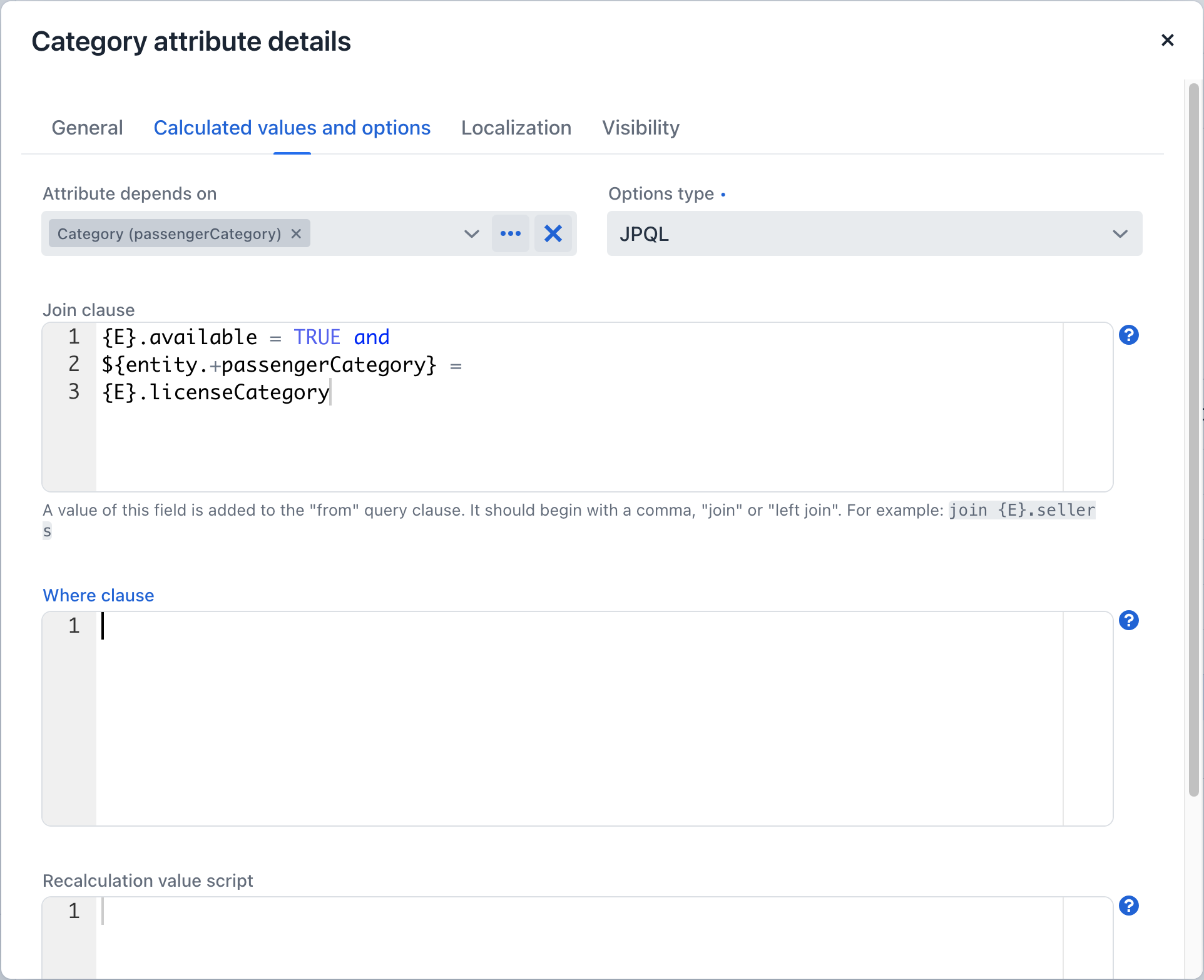 jpql and where fields