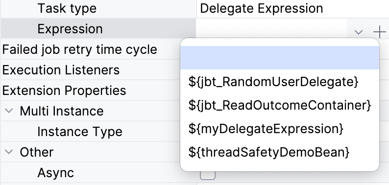 select delegate expression