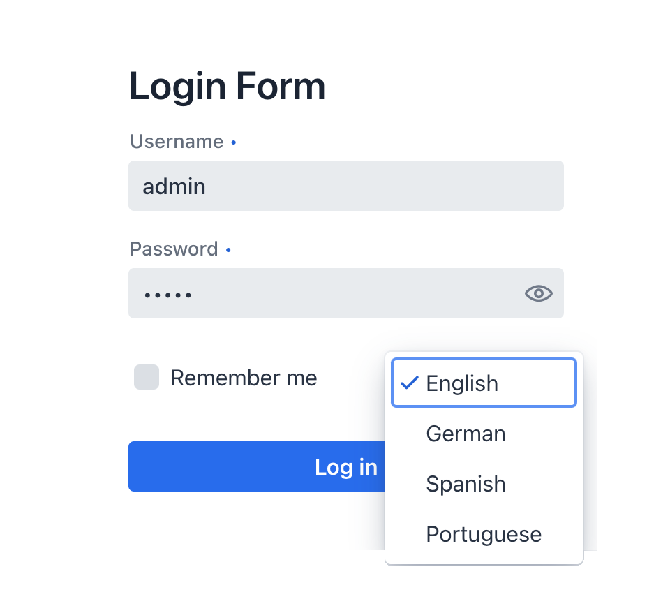 login form locales