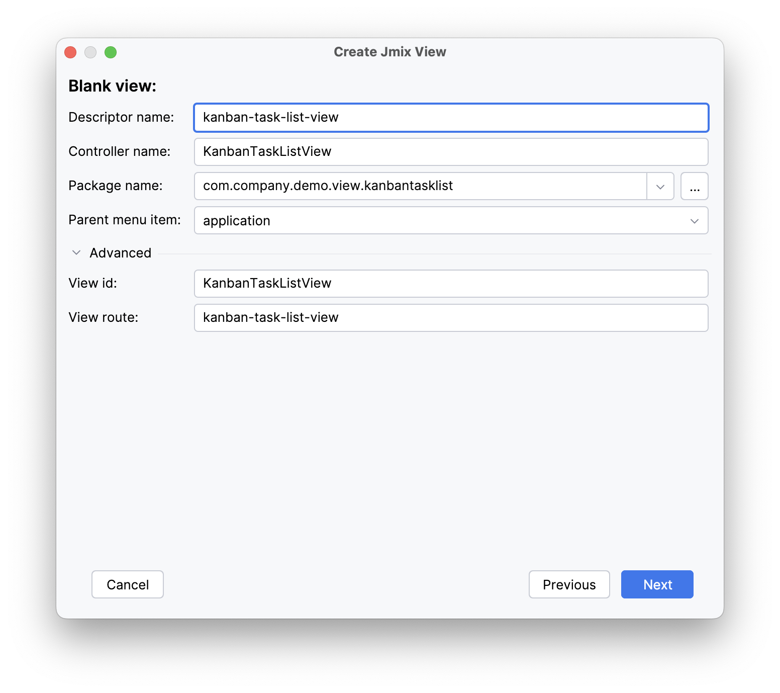 kanban task list view wizard