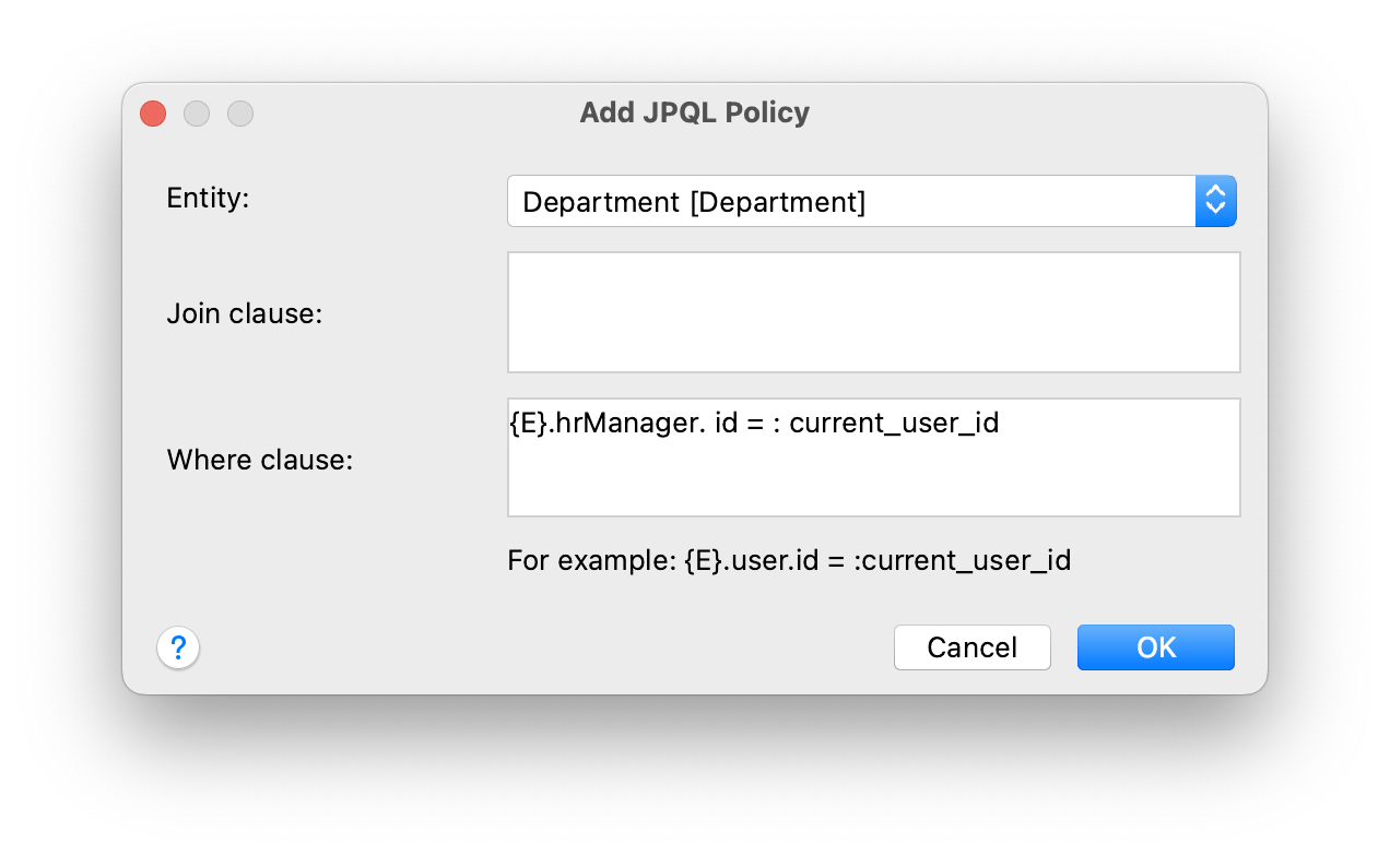 add jpql policy