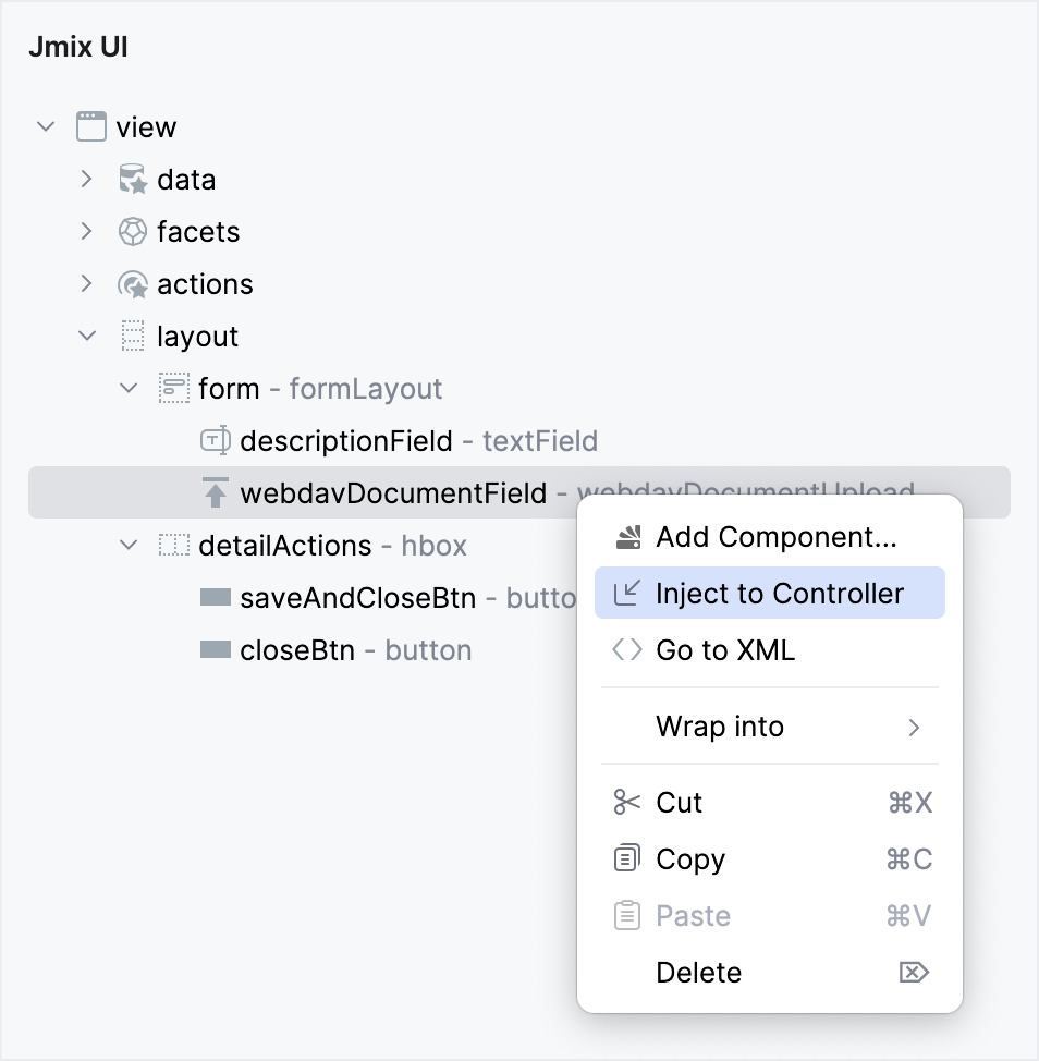 inject webdav from hierarchy