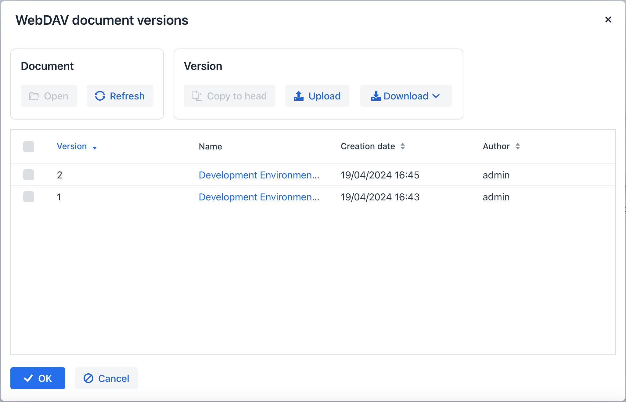 web dav document versions