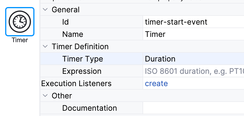 timer start event properties