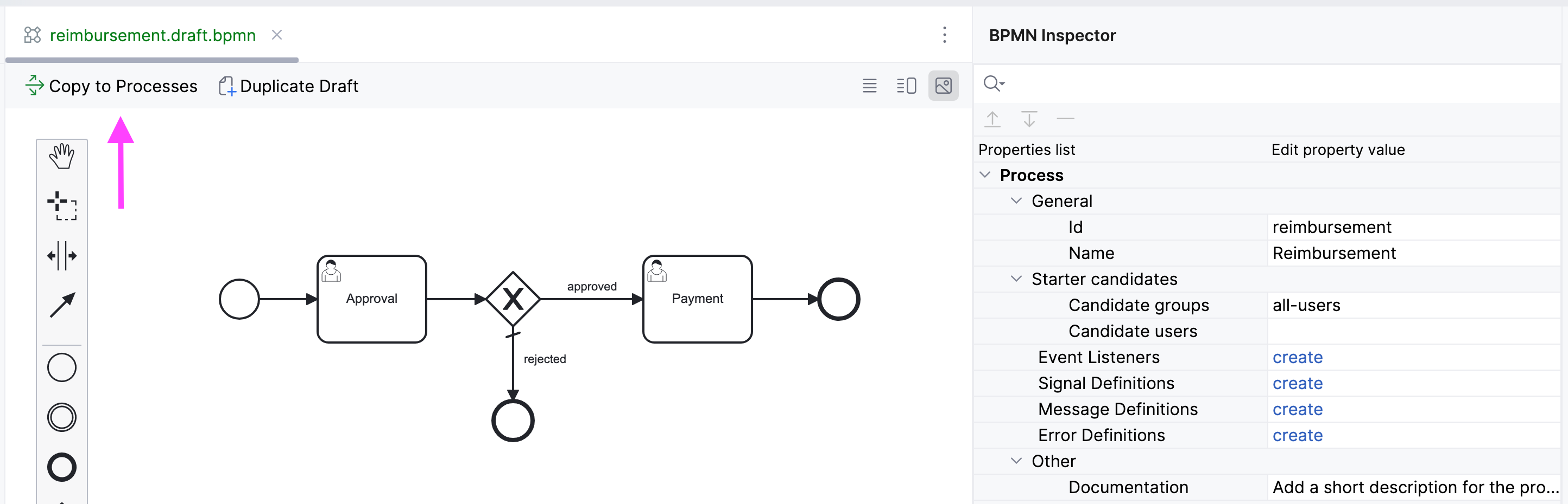 copy to processes studio