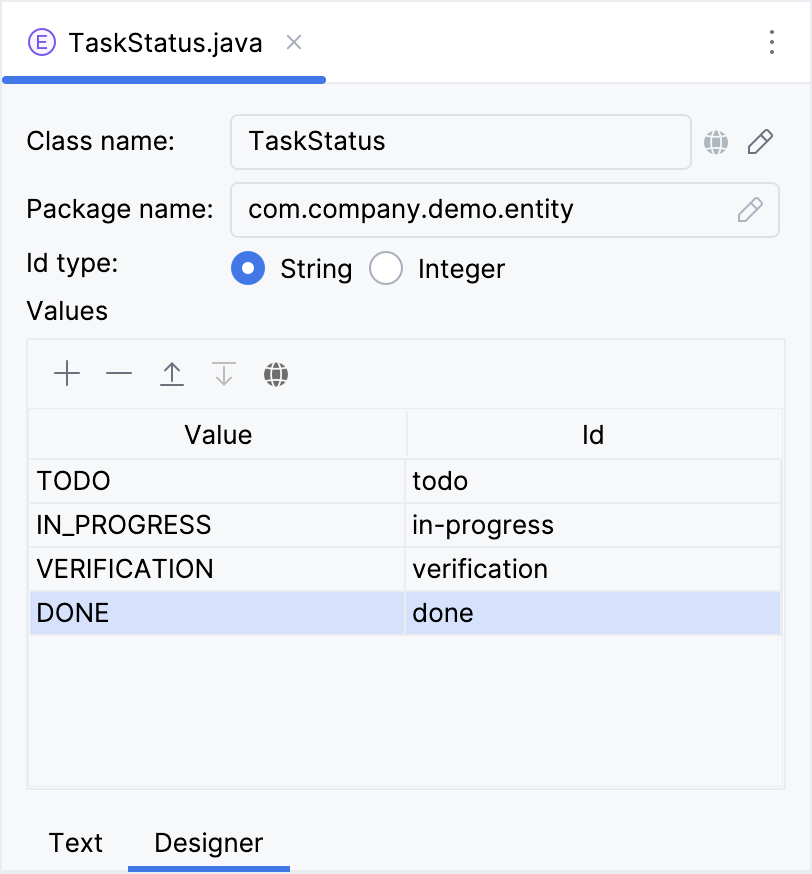 enumeration task status type