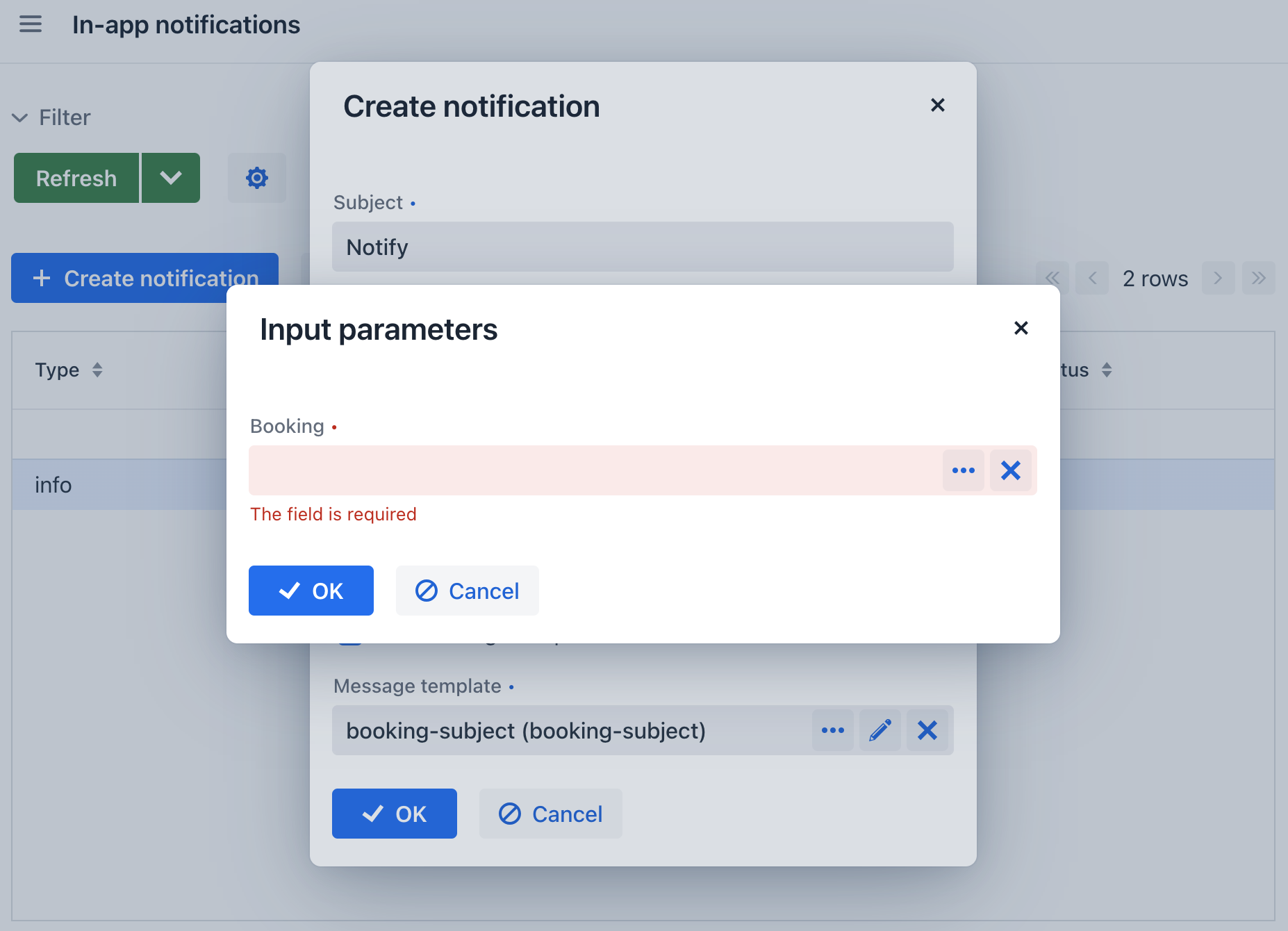 notification params