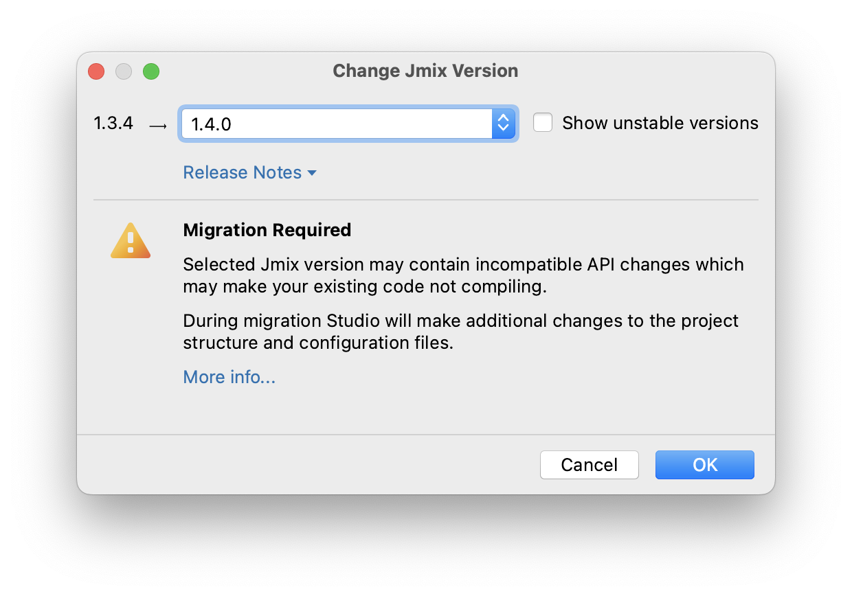 upgrade migration required