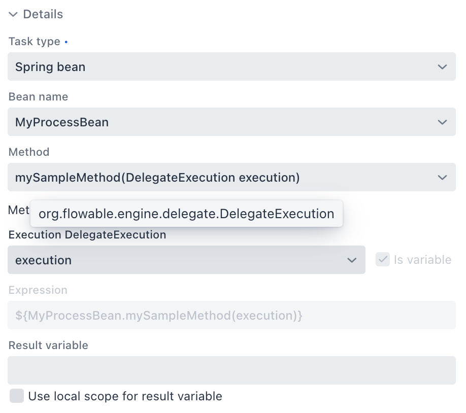 execution as parameter
