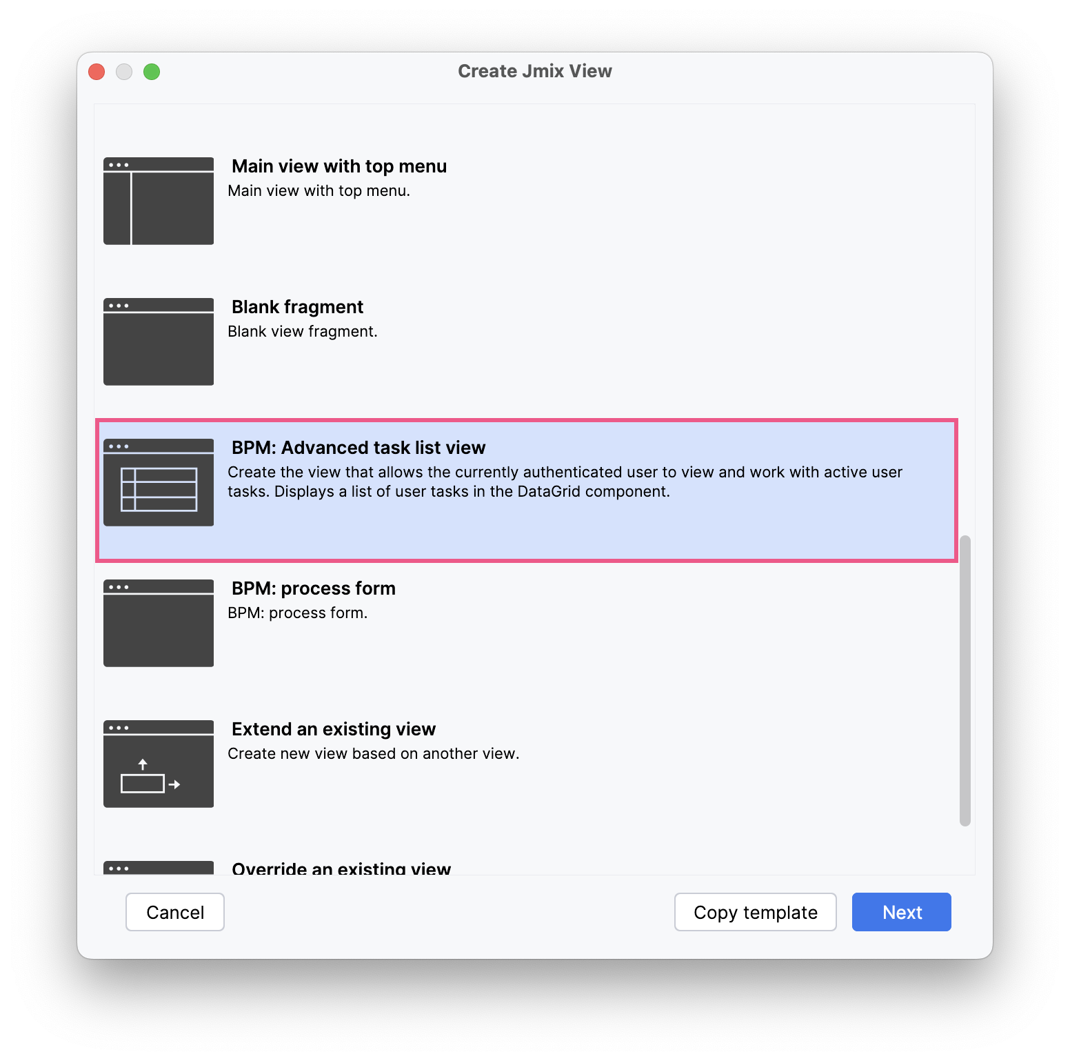 advanced my tasks view template