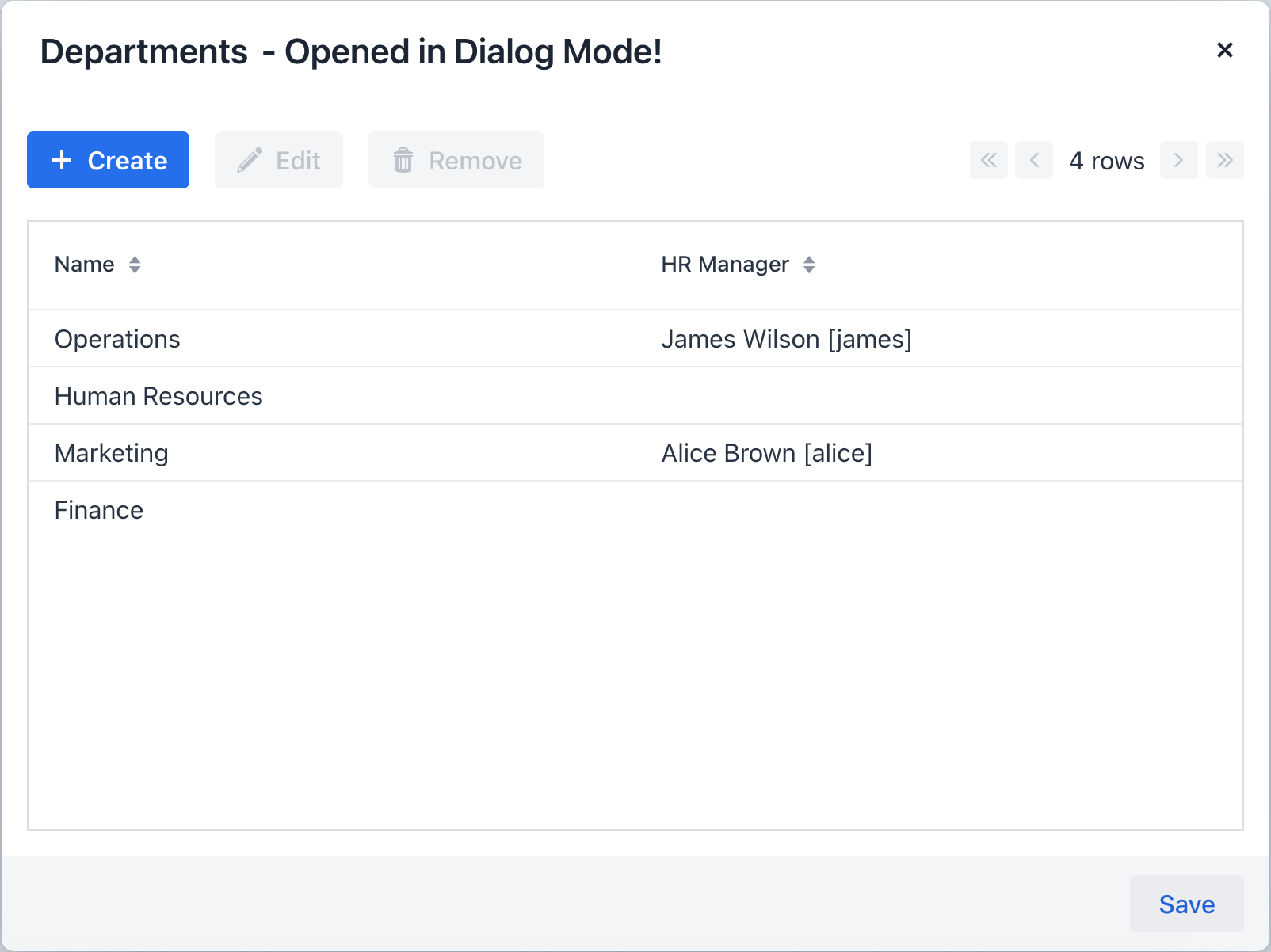 dialog header footer