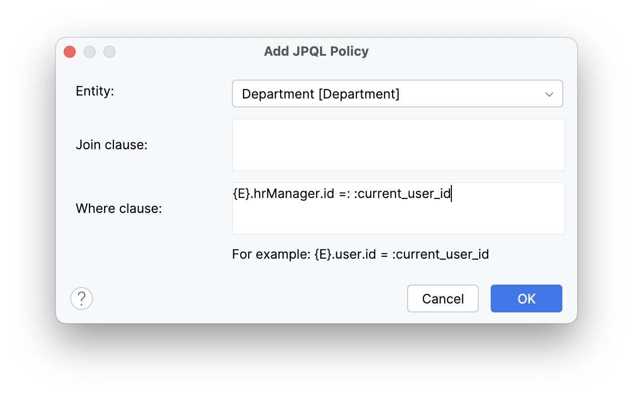 add jpql policy