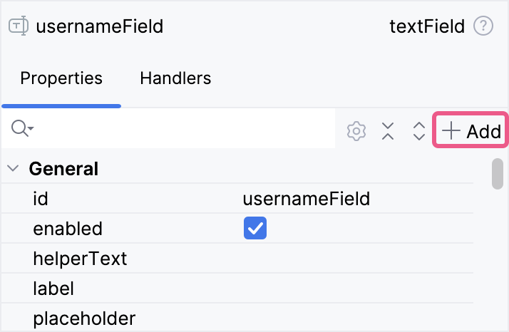 component inspector add button