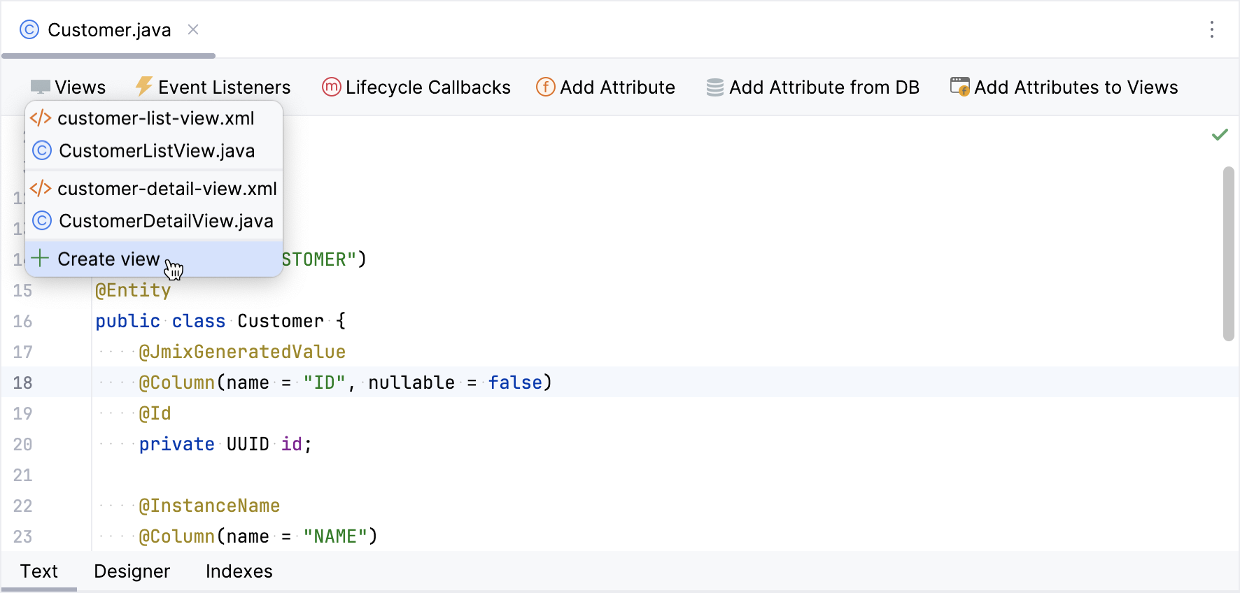 entity designer create screen