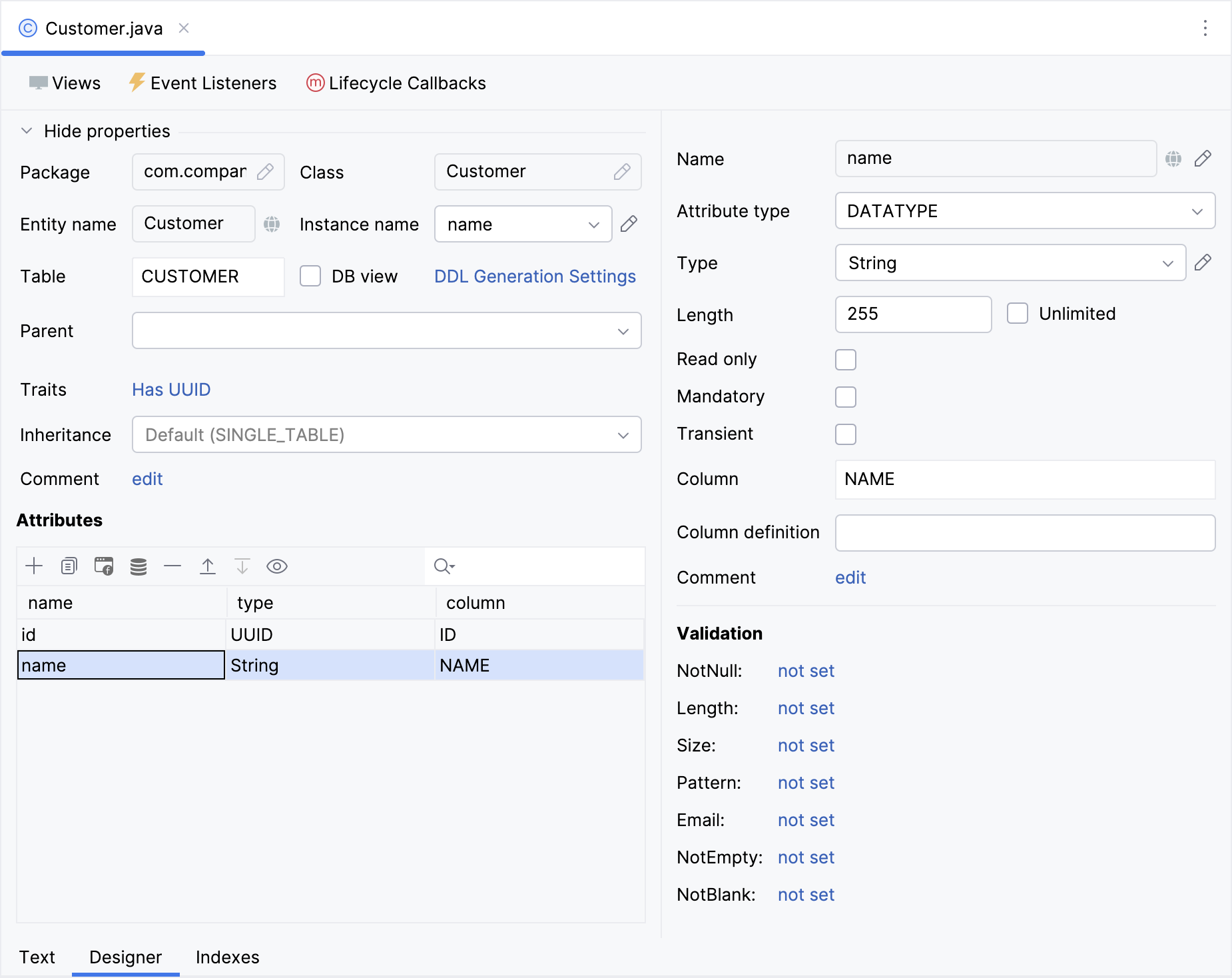 entity designer designer
