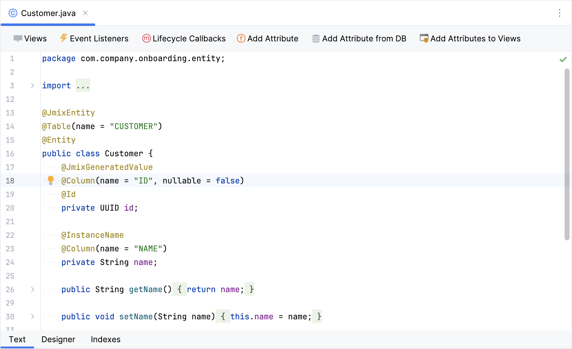 entity designer text