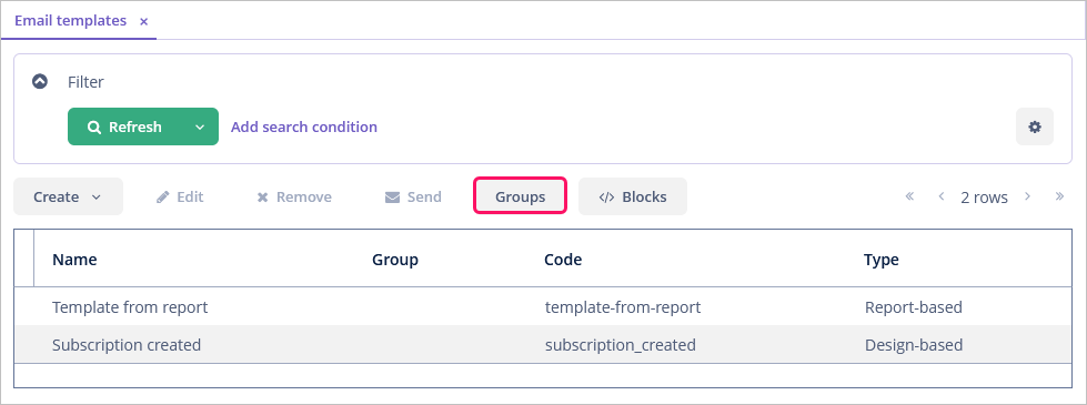 email template groups