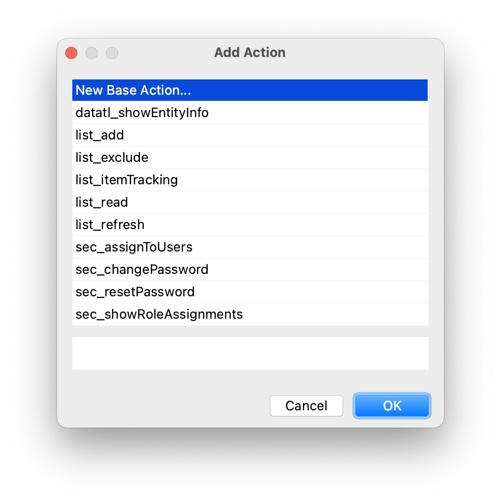 add action dialog