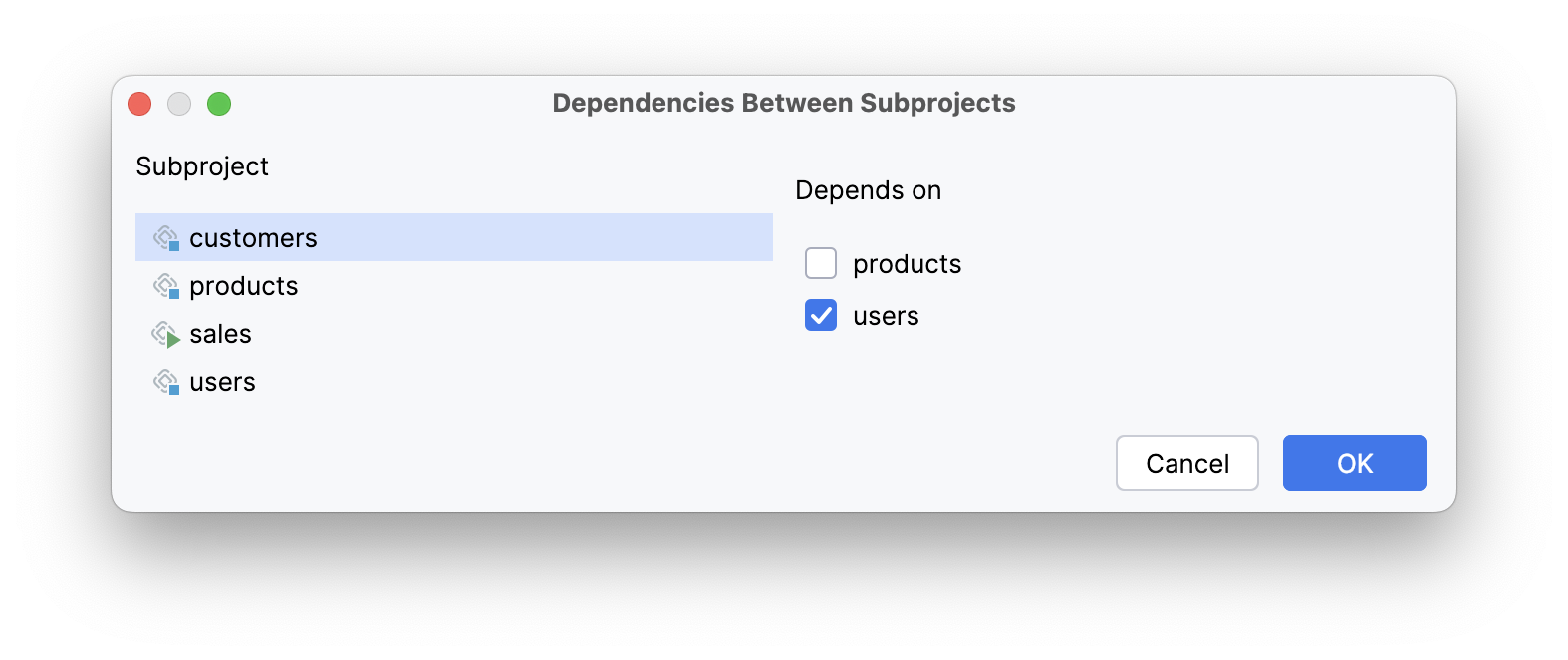 composite project dependencies